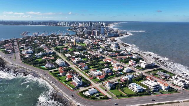 Punta Del Este Skyline In Maldonado Uruguay. Beach Skyline. Tropical Landscape. Summer Travel. Punta Del Este Skyline At Punta Del Este In Maldonado Uruguay. Vacations Travel.