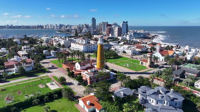 Punta Del Este Skyline In Maldonado Uruguay. Beach Skyline. Tropical Landscape. Summer Travel. Punta Del Este Skyline At Punta Del Este In Maldonado Uruguay. South America Tourism.