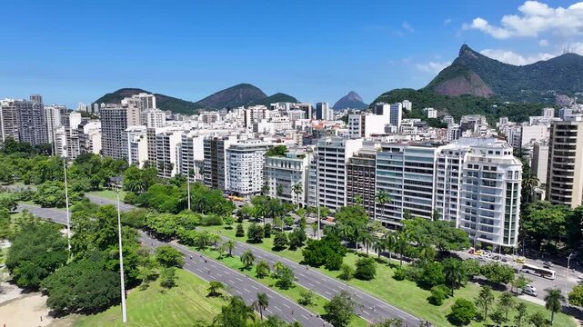 Rio De Janeiro Skyline In Rio De Janeiro In Brazil. Sugarloaf Mountain Scenery. Downtown District. Guanabara Bay Skyline. Rio De Janeiro Skyline In Rio De Janeiro In Brazil. Beautiful Cityscape.