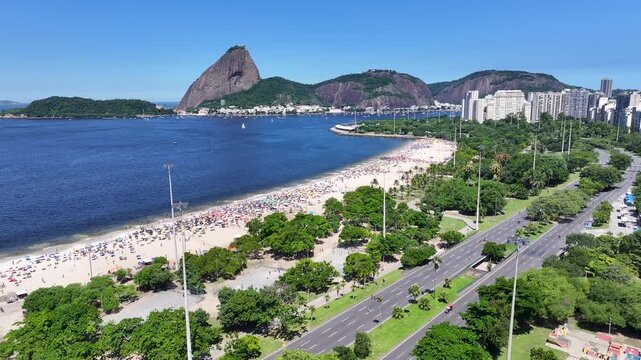 Rio De Janeiro Skyline In Rio De Janeiro In Brazil. Sugarloaf Mountain Scenery. Downtown City. Guanabara Bay Skyline. Rio De Janeiro Skyline In Rio De Janeiro In Brazil. Tourism Landmark.