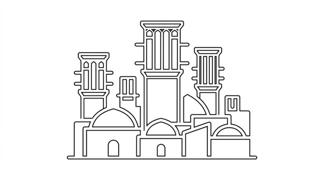 Traditional yazd windcatcher towers in iran