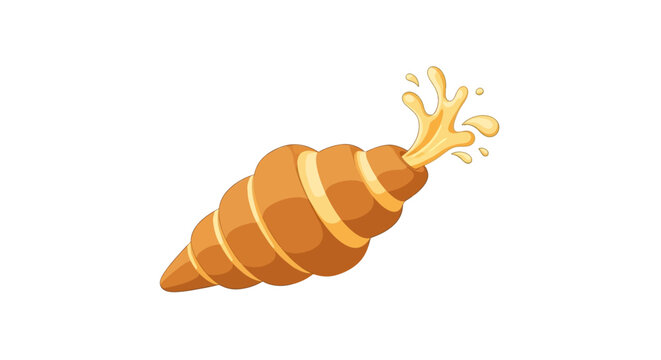 Spiral cream horn pastry with custard splash vector illustration