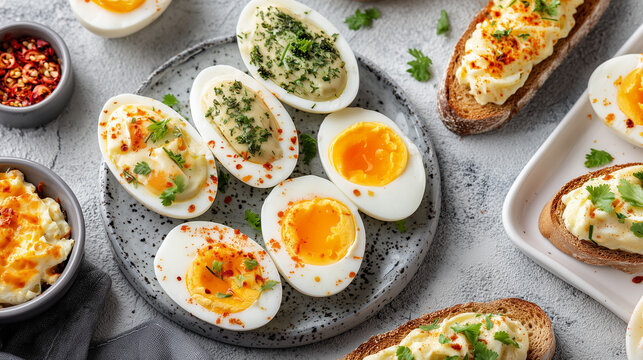 Celebrating National Egg Month with deviled eggs on toast