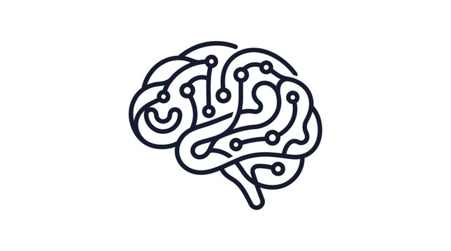 Elegant single-line vector illustration of a minimal AI brain icon