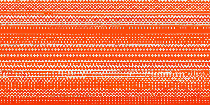 Orange and white geometric stripe pattern repeating textile design