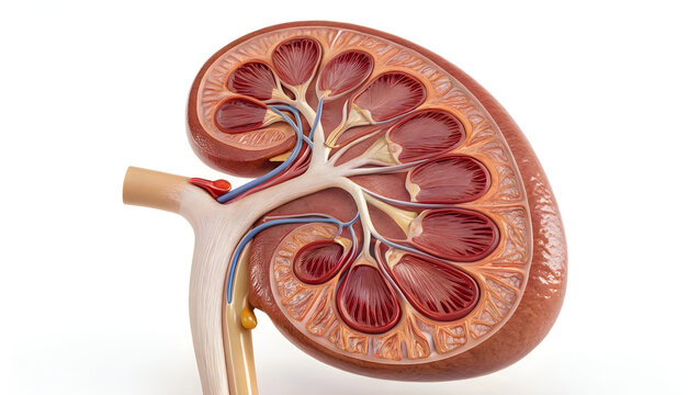 Human kidney with internal structure illustration