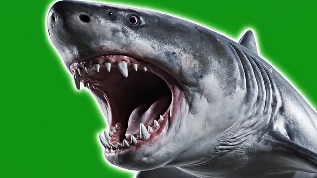 Sequence of a Great White Shark Showing Its Teeth
