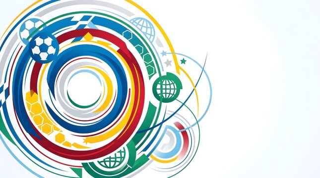 Abstract Colorful Sports Background with Dynamic Circles and Globe Elements