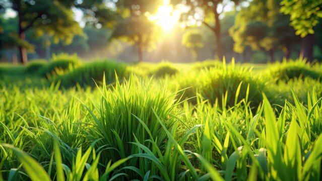 Lush green grass clump