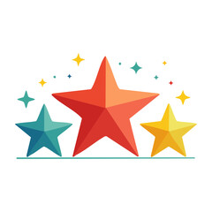 Fototapeta premium Three colorful stars with sparkles on white background