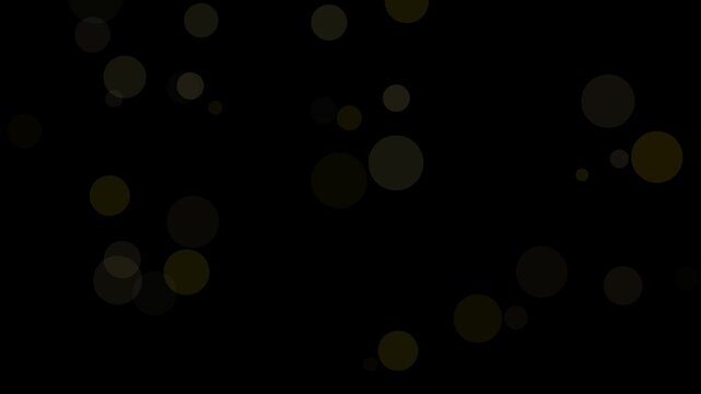 Abstract elegant background loop featuring warm dim bokeh light circles floating softly over a pitch black backdrop. Perfect for cinematic transitions and luxury overlay effects