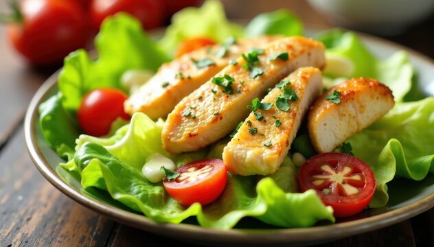 Chicken and mayonnaise packed in a Caesar salad, meal, protein, mayonnaise