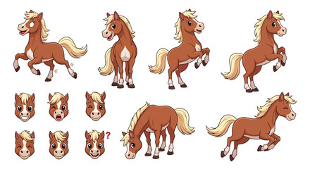 Fototapeta premium Brown Horse Cartoon Clipart.