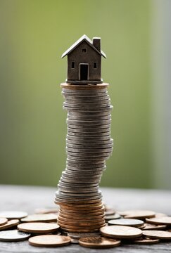 House Sitting On Unstable Stack Of Coins
