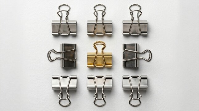 Matriz minimalista de clips met&aacute;licos sobre papel