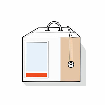 Illustration of a gift box with handle and string