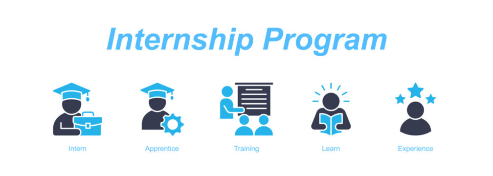 Internship Program web banner icon concept for with icon of Intern, Apprentice, Training, Learn, Experience.