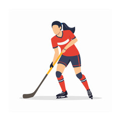 Fototapeta premium Woman playing ice hockey in flat design style