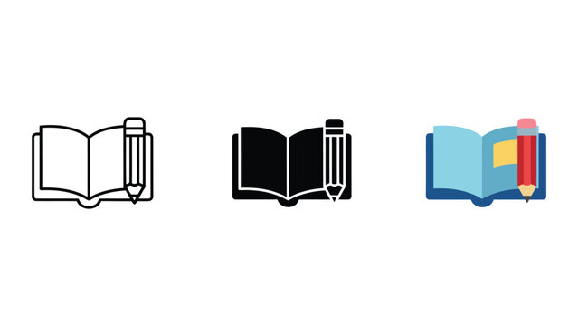 Open book with pencil symbolizing writing creative process and educational content creation