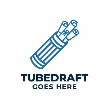 Technical drawing tube case with Rolled blueprints form for architecture engineering planning construction precision professional Craft Logo Design