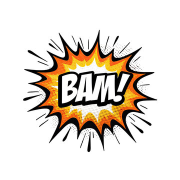 bold comic book explosion with bam text effect isolated on transparent background