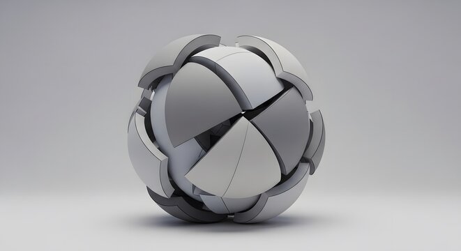 Abstract geometric multi component mechanical sphere module mockup