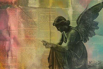 Obraz premium Bible angel border paper representation spirituality.