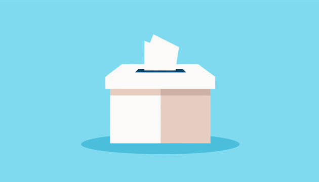 Ballot box with paper inserted.