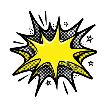 exploding starburst with dynamic black and yellow rays isolated on transparent background