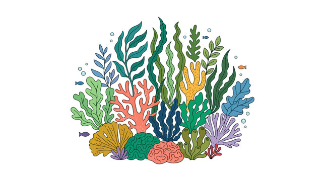 Colorful Coral Reef Illustration.