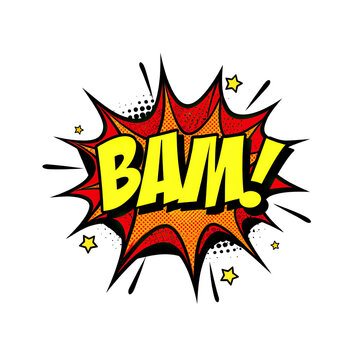 bold comic book explosion with bam text effect isolated on transparent background