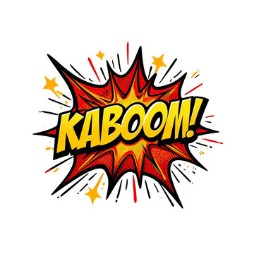 explosion comic book effect with kaboom text pop art style isolated on transparent background