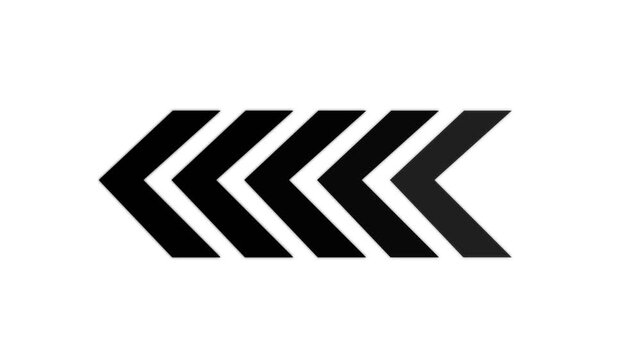 left directional arrow loop, animated arrow moving on black background, video overlay animation ,with Arrow Glow Animation alpha channel.