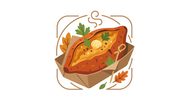 Roasted sweet potato with herbs.