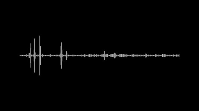 White and blue audio visualization effect. White audio waveform spectrum animation, alpha channel, Sound line audio wave visualization voice record animation on transparent background.