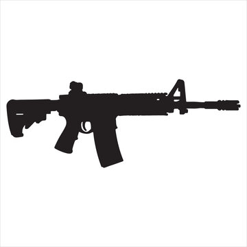 Silhouette of a modern assault rifle with extended magazine