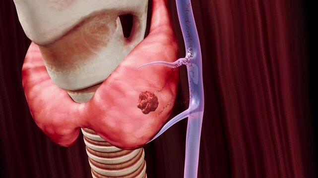 3D Medical Animation: Thyroid Nodule Treatment, Nodules Eliminate and Discharge Through Blood Vessels, Hyperthyroidism and Thyroid Enlargement, Endocrine Disease Therapy