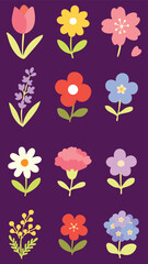Naklejka premium Elegant Flower Botanical Vector Element Bundle, Cute Garden Blossom and Spring Floral Collection, EPS PNG JPG Sticker Clipart Set
