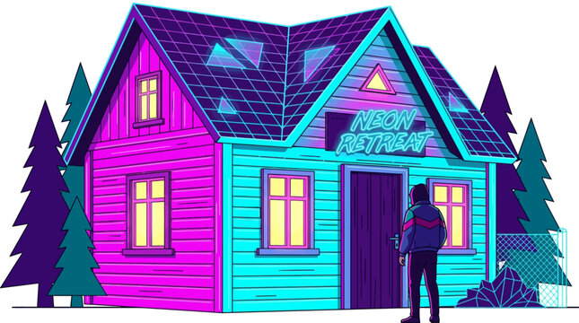 Colorful House with Person.