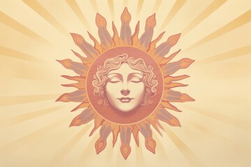 Obraz premium Illustration of sun art painting sketch.