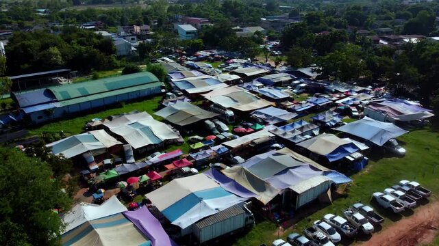 Aerial View of Pongsiri Market in Dan Khun Thot, Nakhon Ratchasima, Thailand