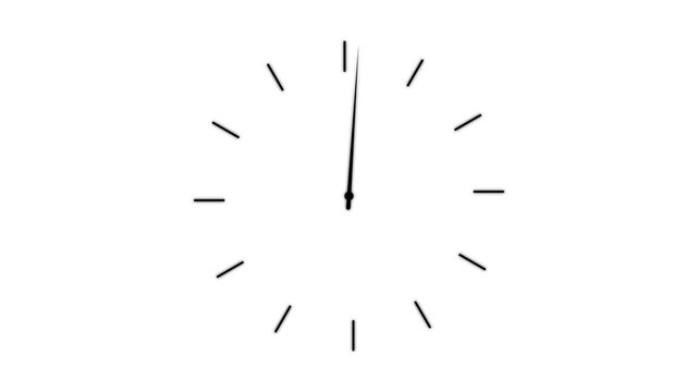 Clock spinning, watch animation on transparent background with alpha channel. Clock icon flat style 24 hours day and night fast speed with moving timer clock rotation 4k video