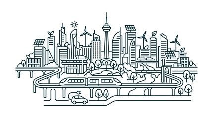 Obraz premium City Skyline with Highway.