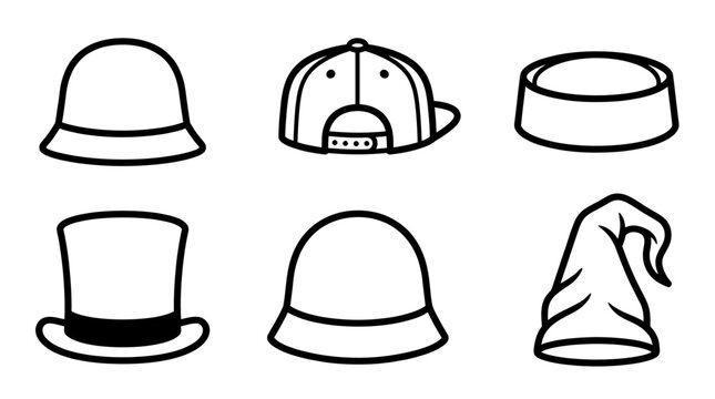 Collection of Various Hats.