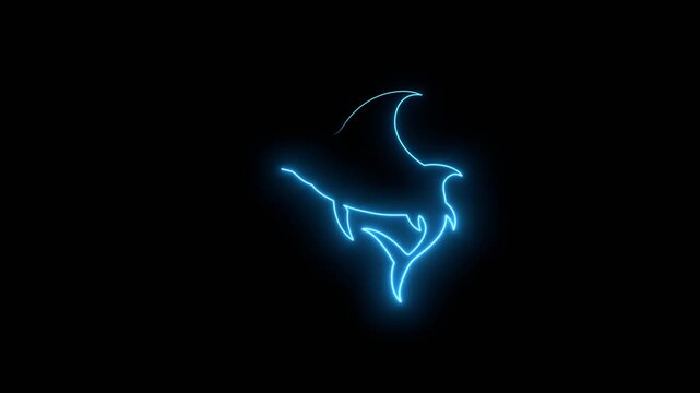 Sailfish, swordfish, marlin emblem. Seafood shop , signboard, restaurant menu, fish market design template. Fresh seafood. Fishing trophy. Neon glowing.