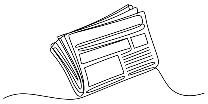 Continuous single line drawing of a folded newspaper