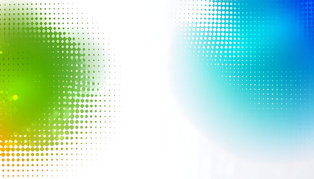 abstract background with green and blue gradient dots and squares forming patterns, digital art