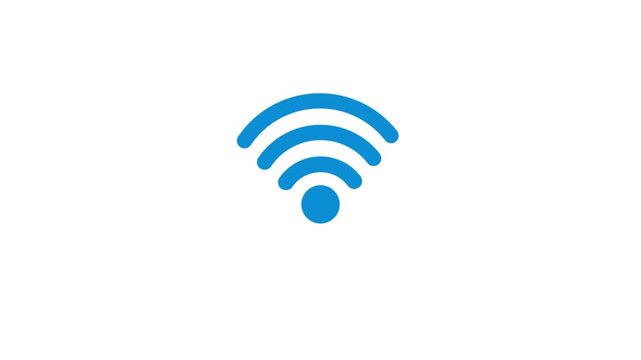 A glowing almost new wifi signal network icon animation on white background.Abstract wifi network,router,network wave icon animation.