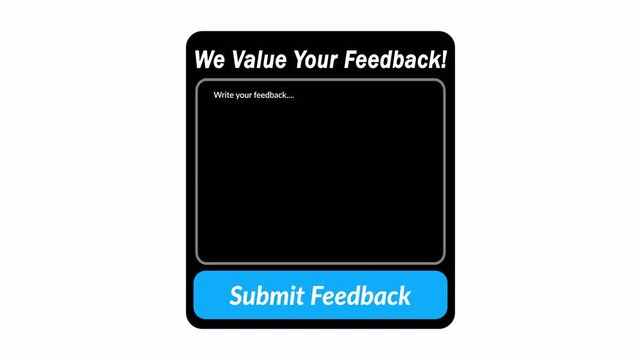 User interface for submitting website or app animation feedback on transparent background ,User interface for submitting website animation in 4K with Alpha Channel