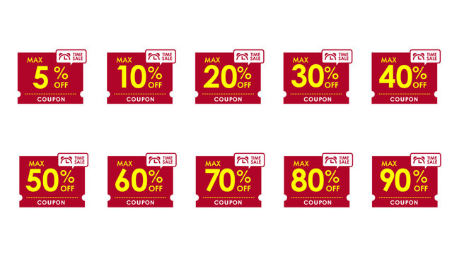 5％〜90％OFFのタイムセールクーポンセット｜割引,クーポン,タイムセール,ディスカウント,販促,キャンペーン：クーポンセールセット01